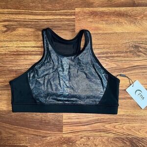 NEW Zyia Kakadu Active Brilliant Black Mesh Sports Bra Size XXXL